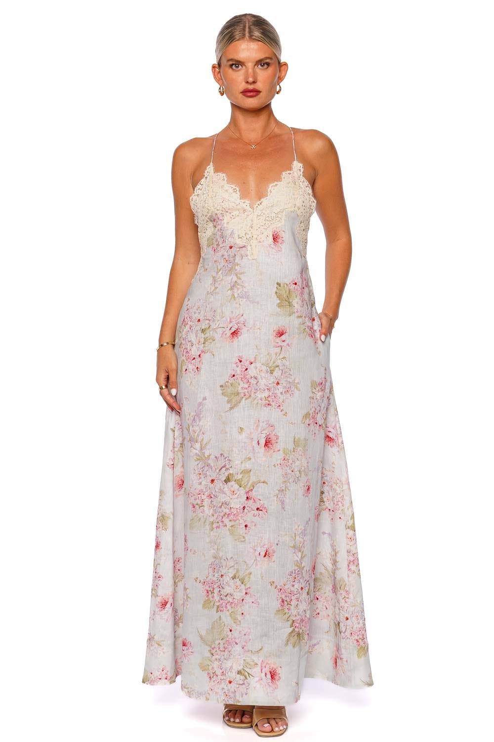 ZIMMERMANN Halliday Watercolor Floral A Line Maxi Dress