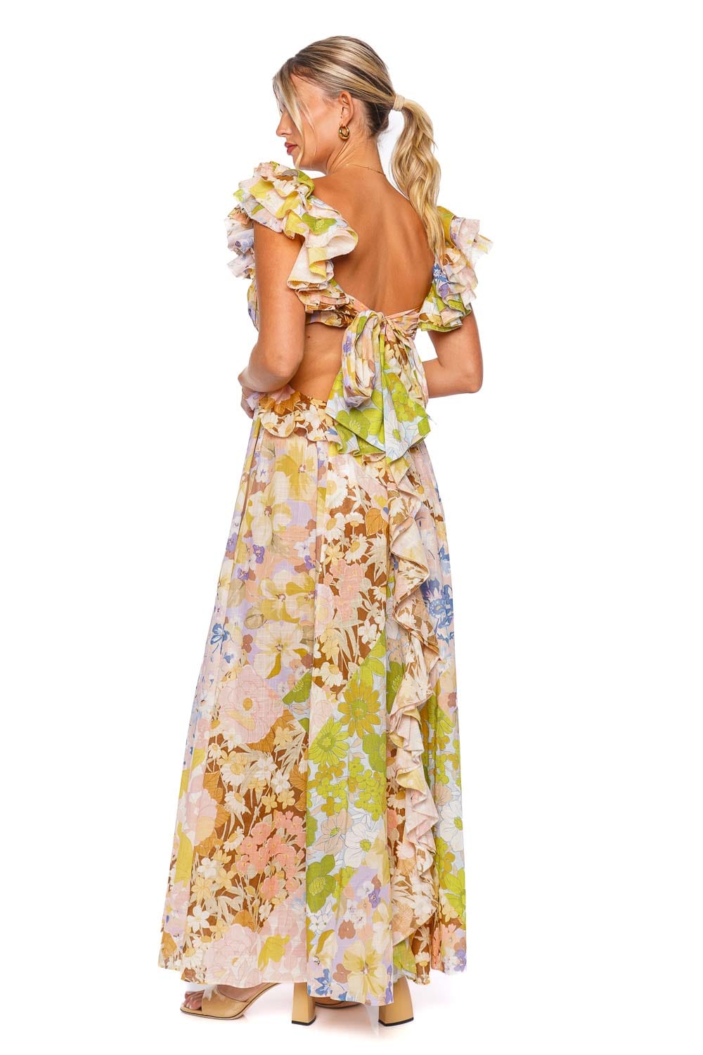 ZIMMERMANN Pop Ruffled Patch Floral Midi Dress