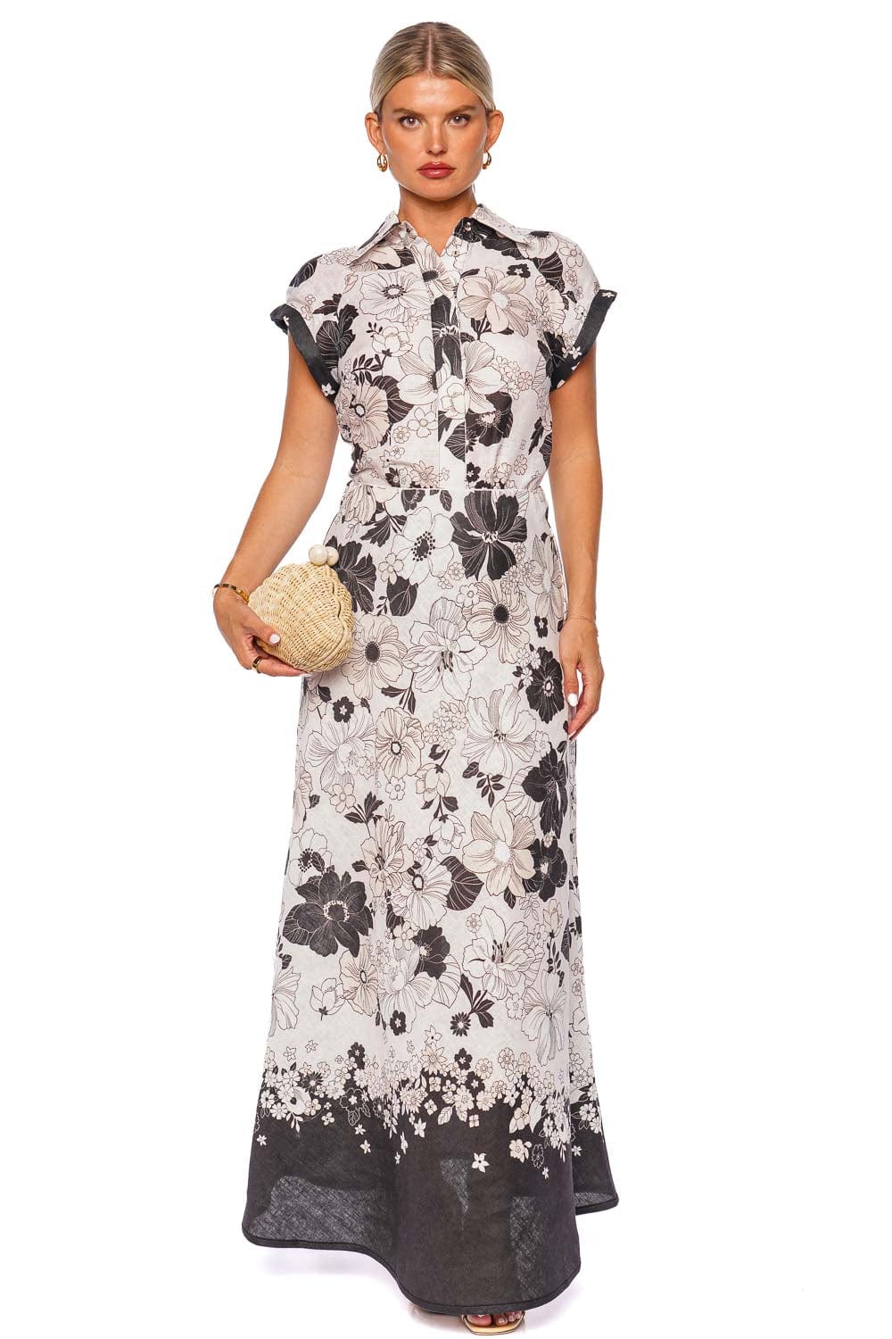 ZIMMERMANN Pop Black Floral Bias Midi Skirt