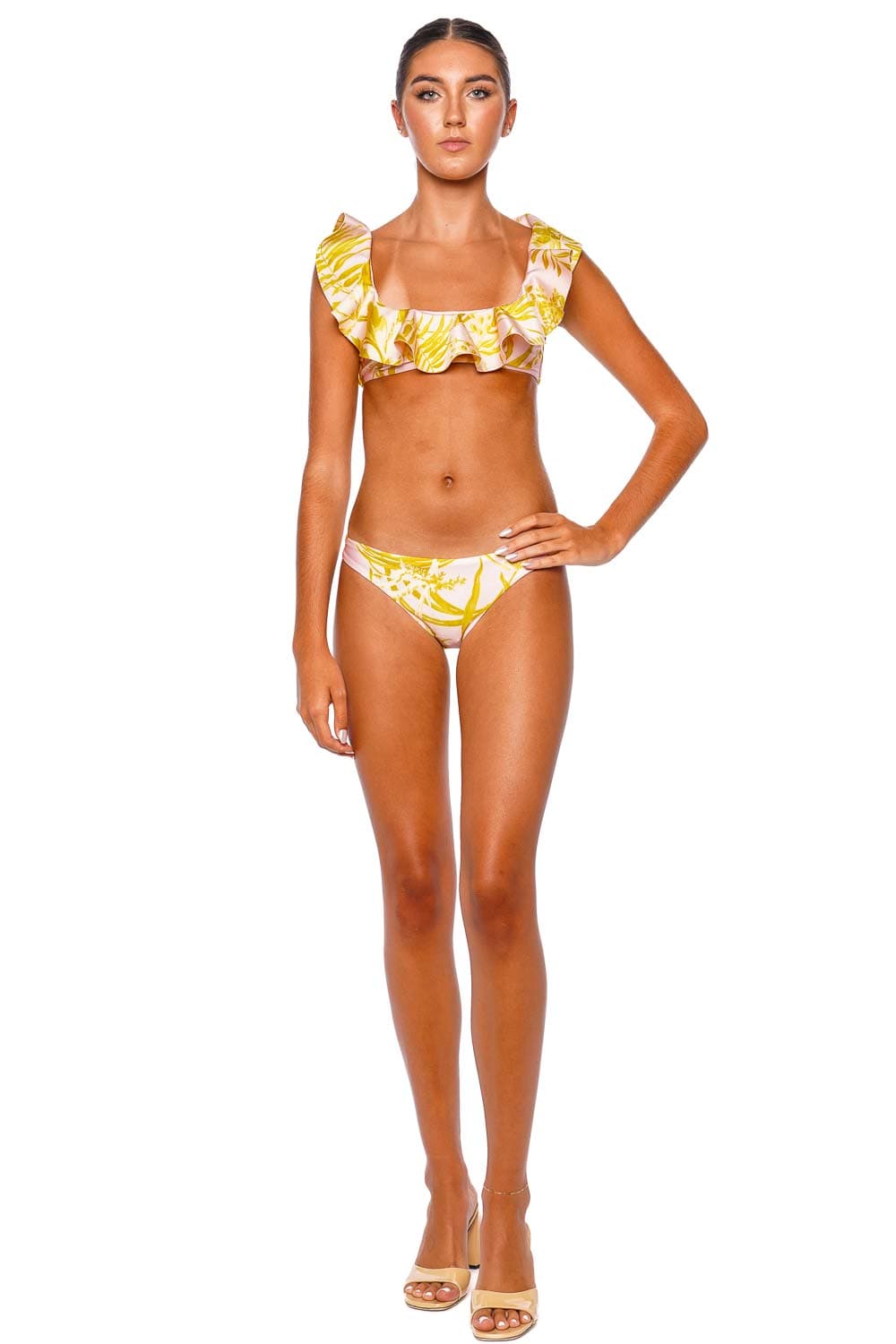 ZIMMERMANN Golden Floral Frill Neck Bikini Set