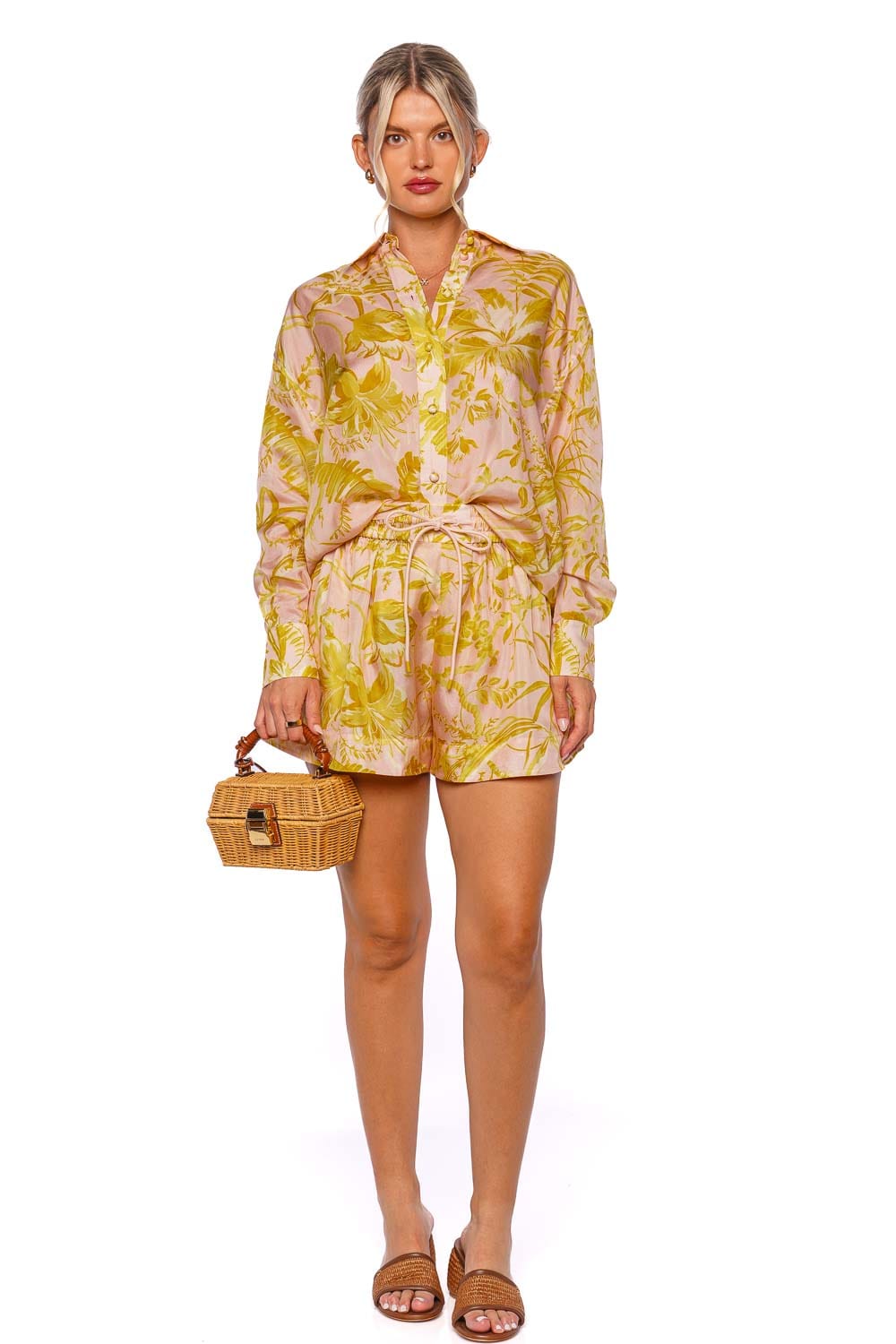 ZIMMERMANN Golden Relaxed Silk Button Down Shirt