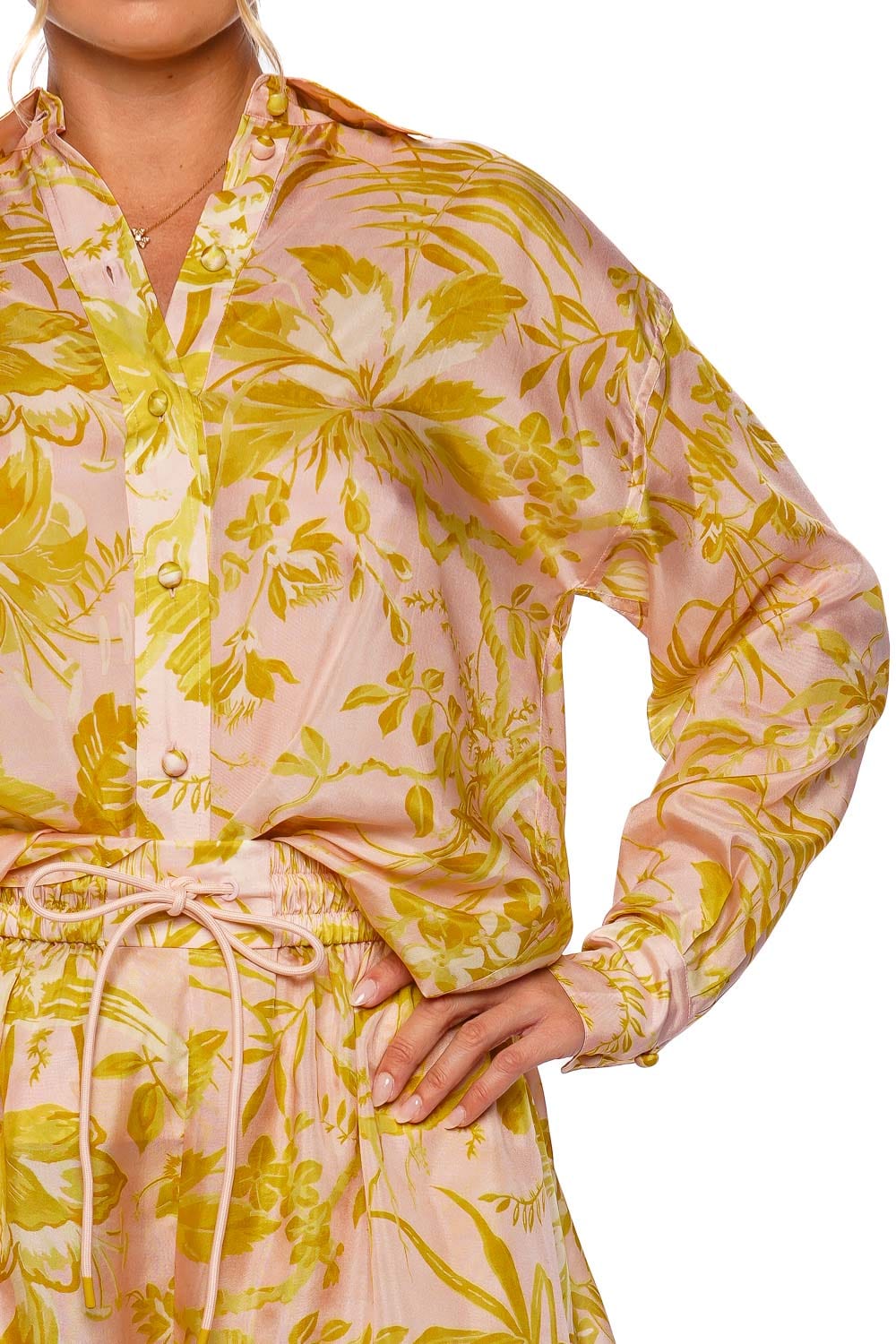 ZIMMERMANN Golden Relaxed Silk Button Down Shirt