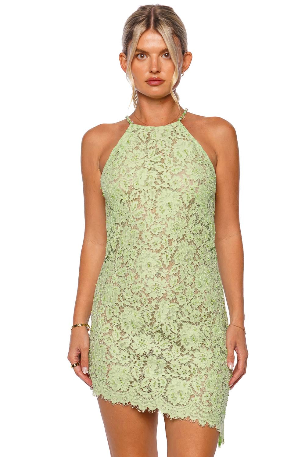 Francesca Miranda Grace Lace Asymmetrical Mini Dress