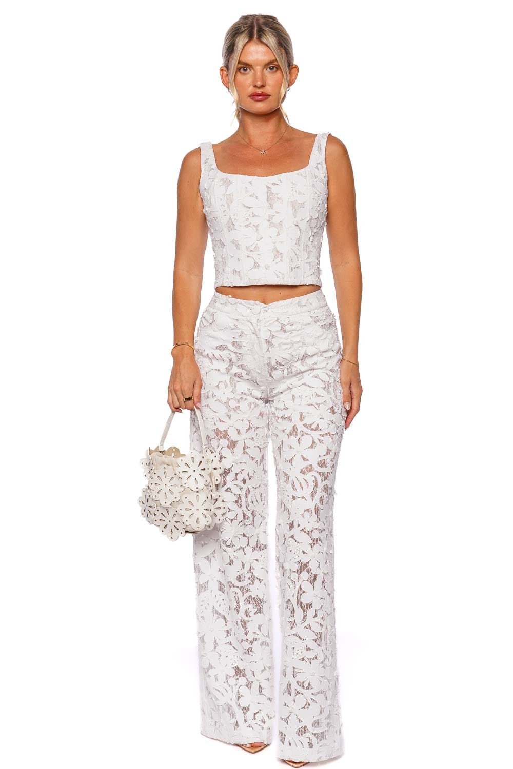 Francesca Miranda Chloe Hand Embroidered Lace Pant