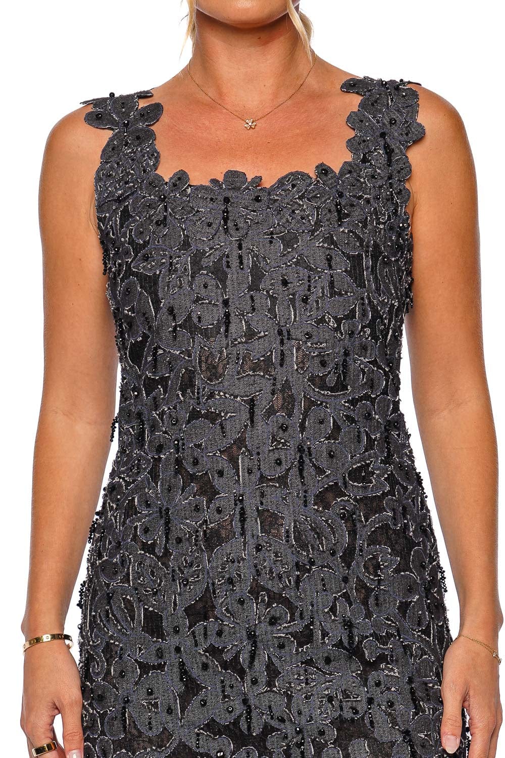 Francesca Miranda Emilie Embroidered Lace Denim Mini Dress