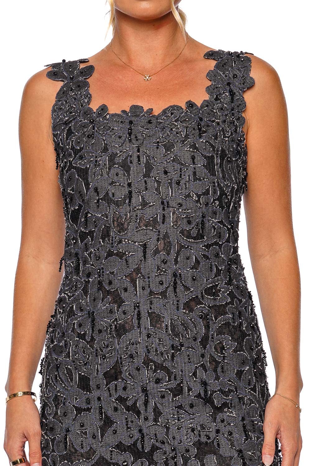 Francesca Miranda Emilie Embroidered Lace Denim Mini Dress