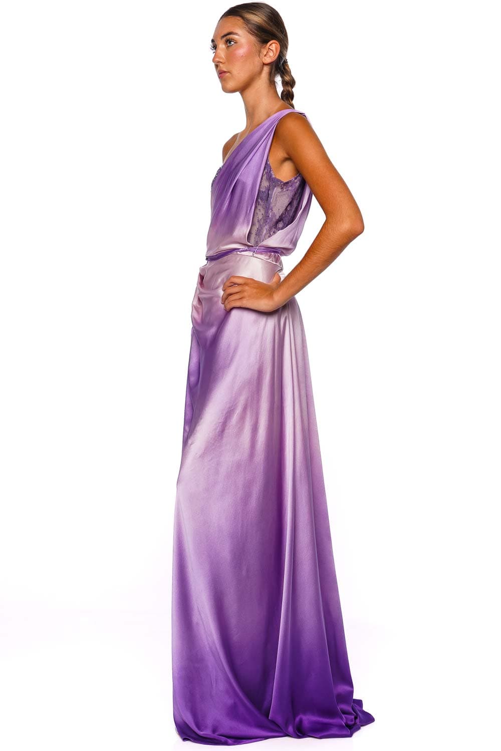 Francesca Miranda Continua One Shoulder Hand Dyed Silk Gown