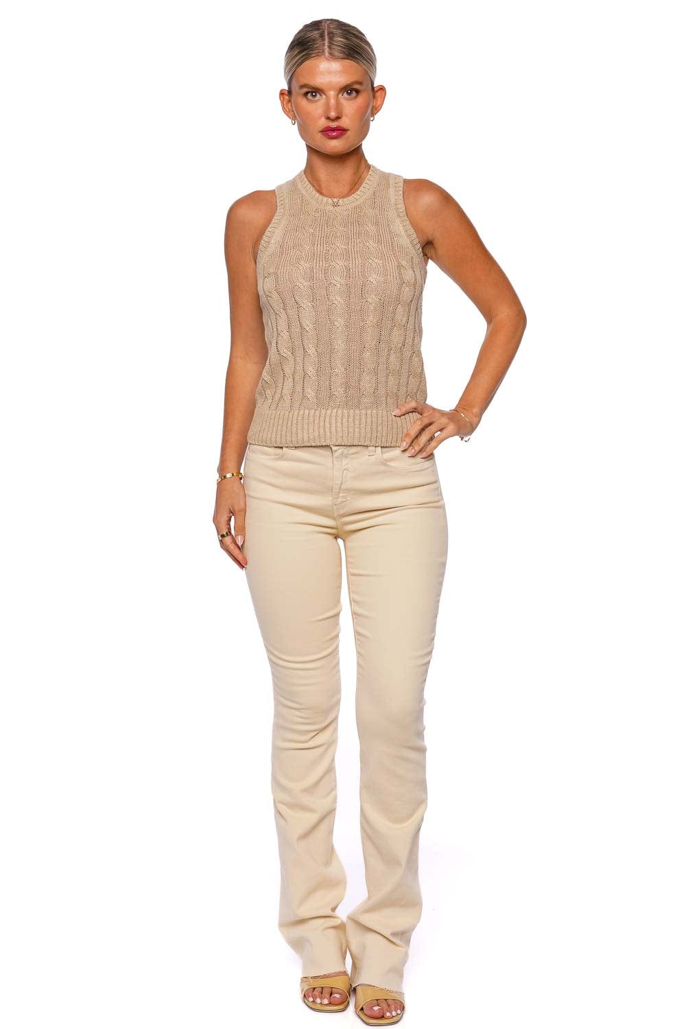 L'AGENCE Ruth Creme Brulee High Rise Straight Jeans