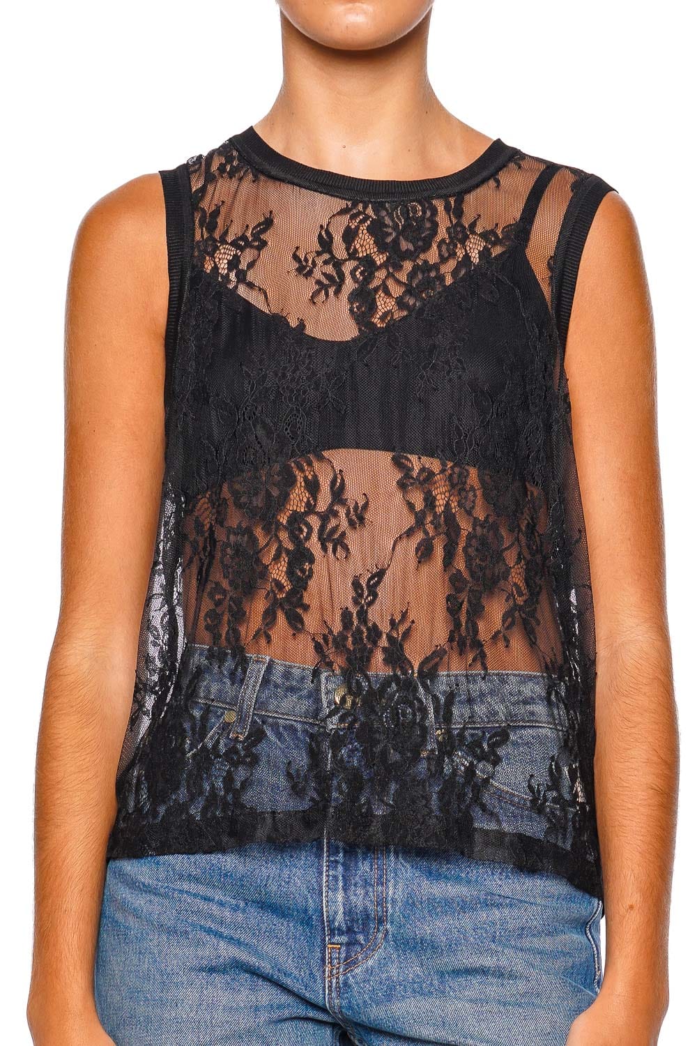 L'AGENCE Brax Lace Sheer Tank Top