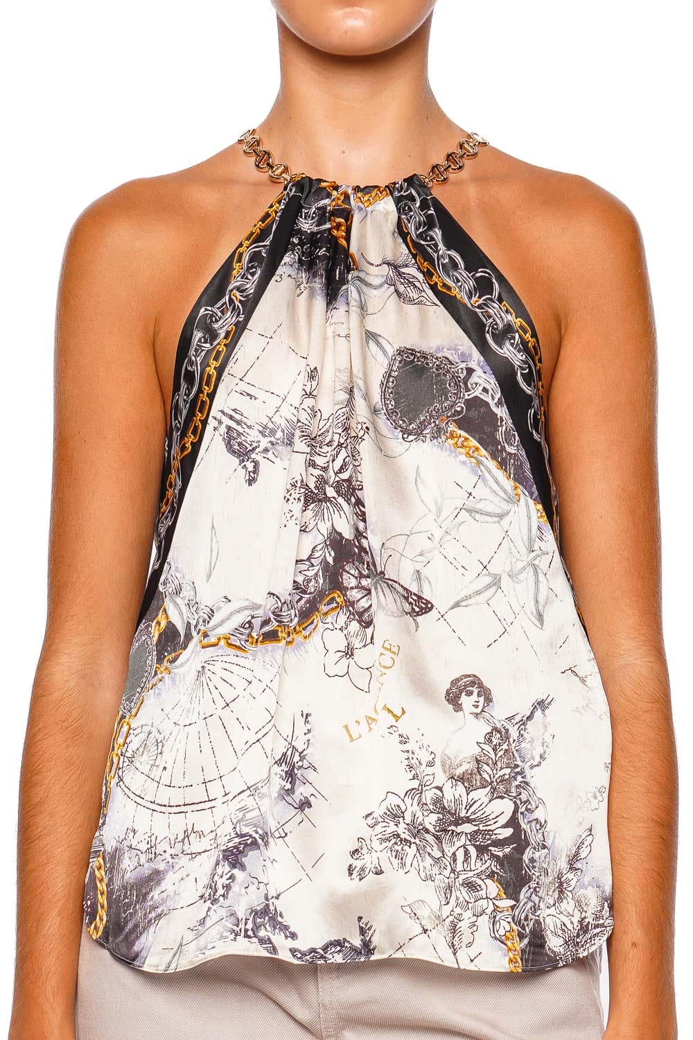 L'AGENCE Tillie Printed Silk Scarf Top