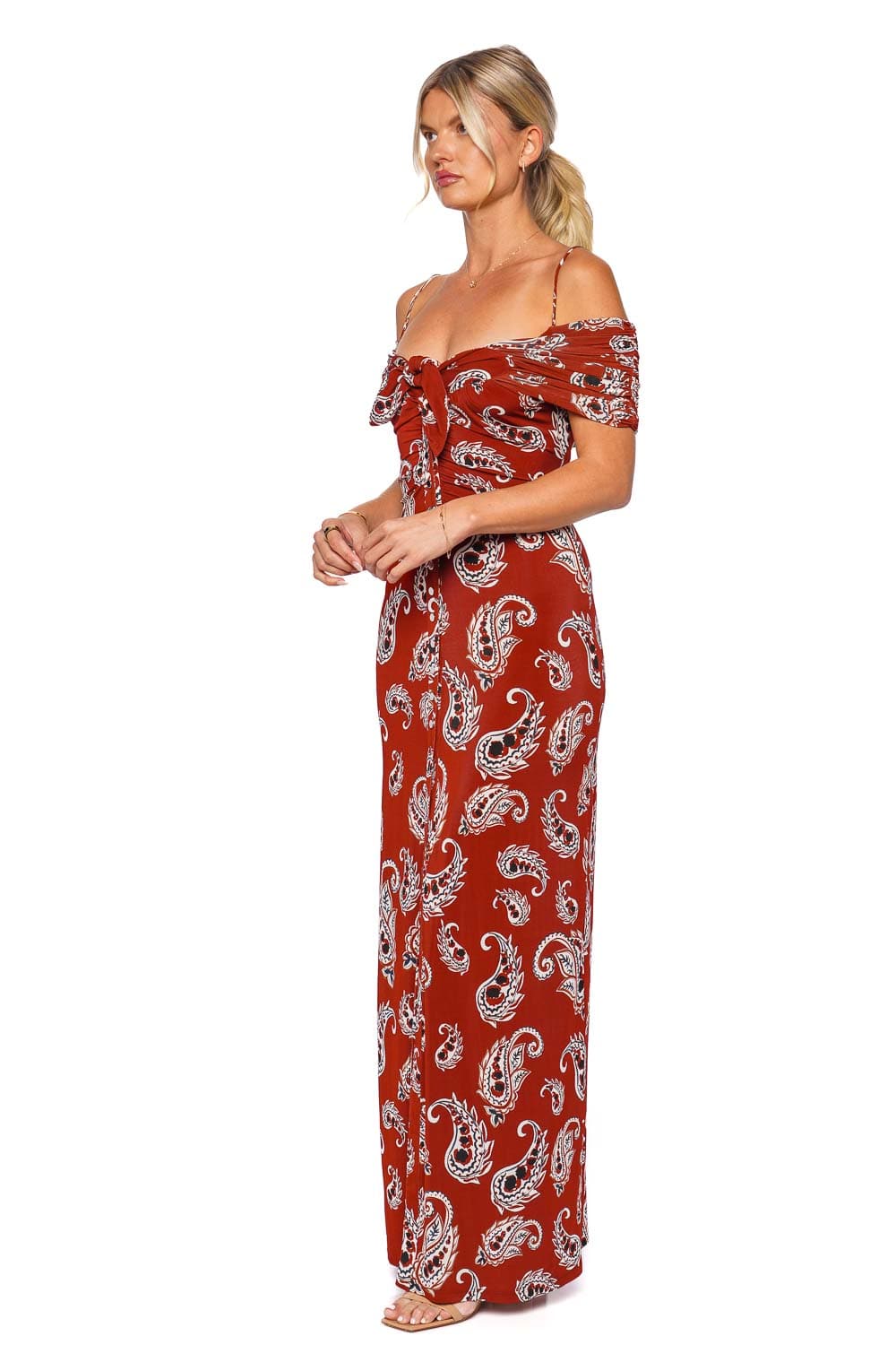 Rabanne Paisley Ruched Jersey Maxi Dress