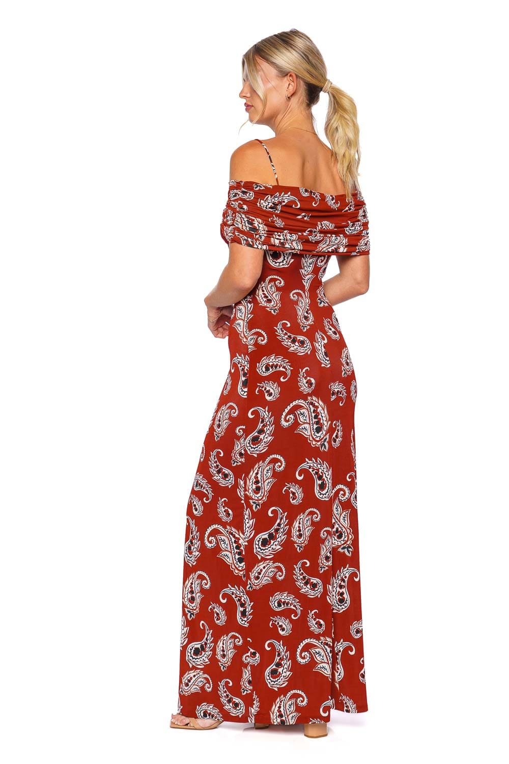 Rabanne Paisley Ruched Jersey Maxi Dress