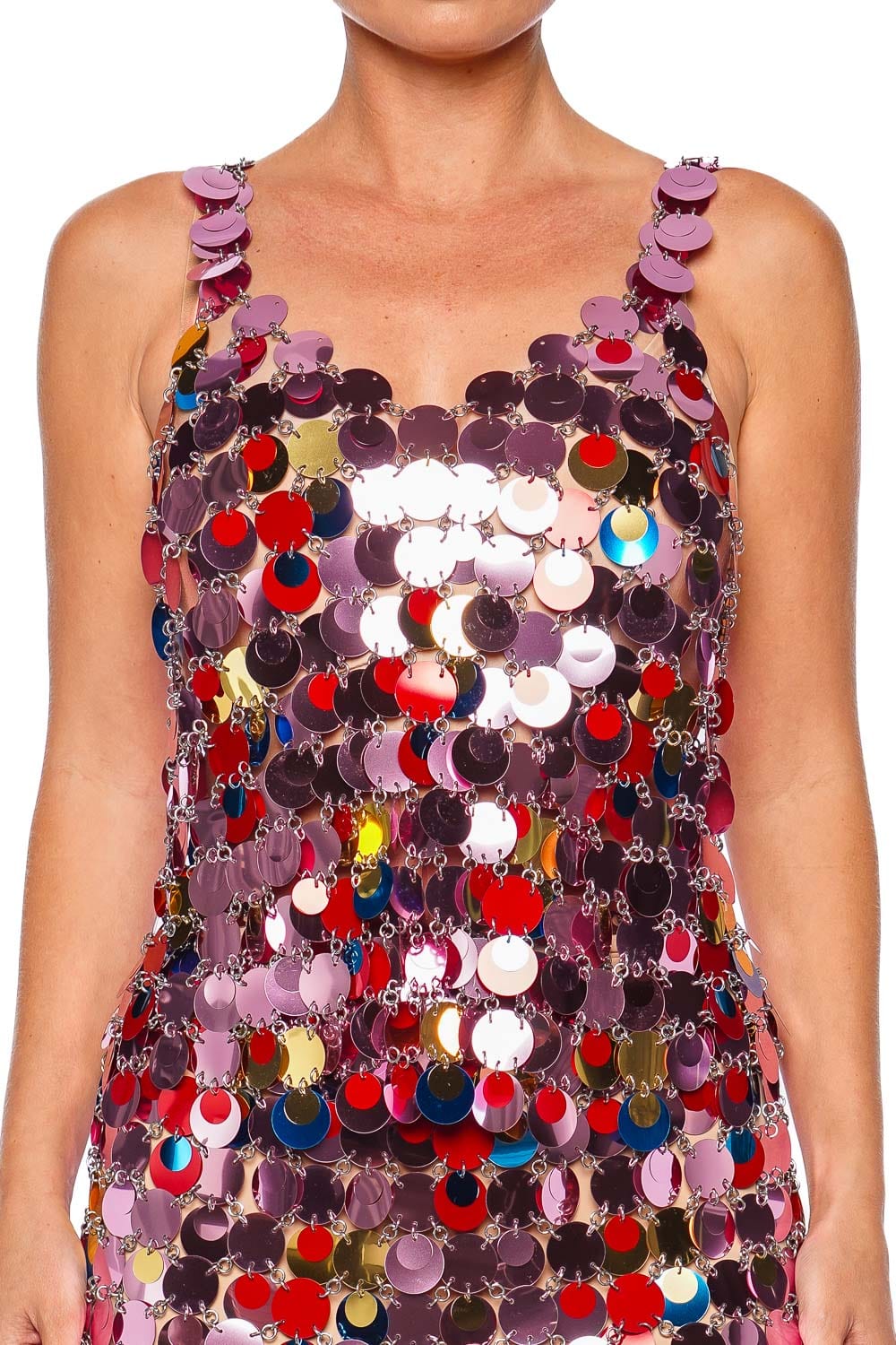 Rabanne Pink Sparkle Disc Sleeveless Top