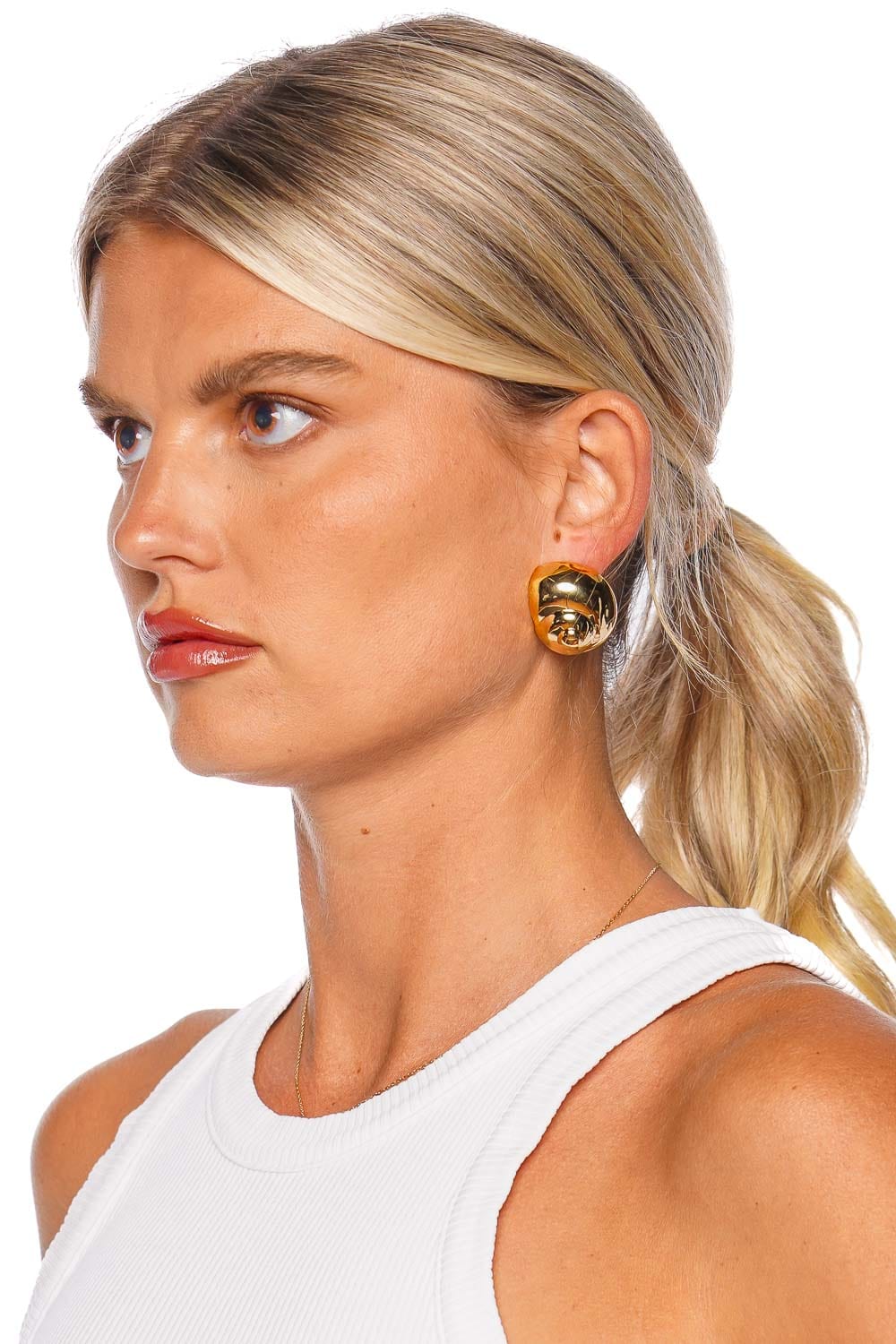 Jennifer Behr Natica Gold Shell Stud Earrings
