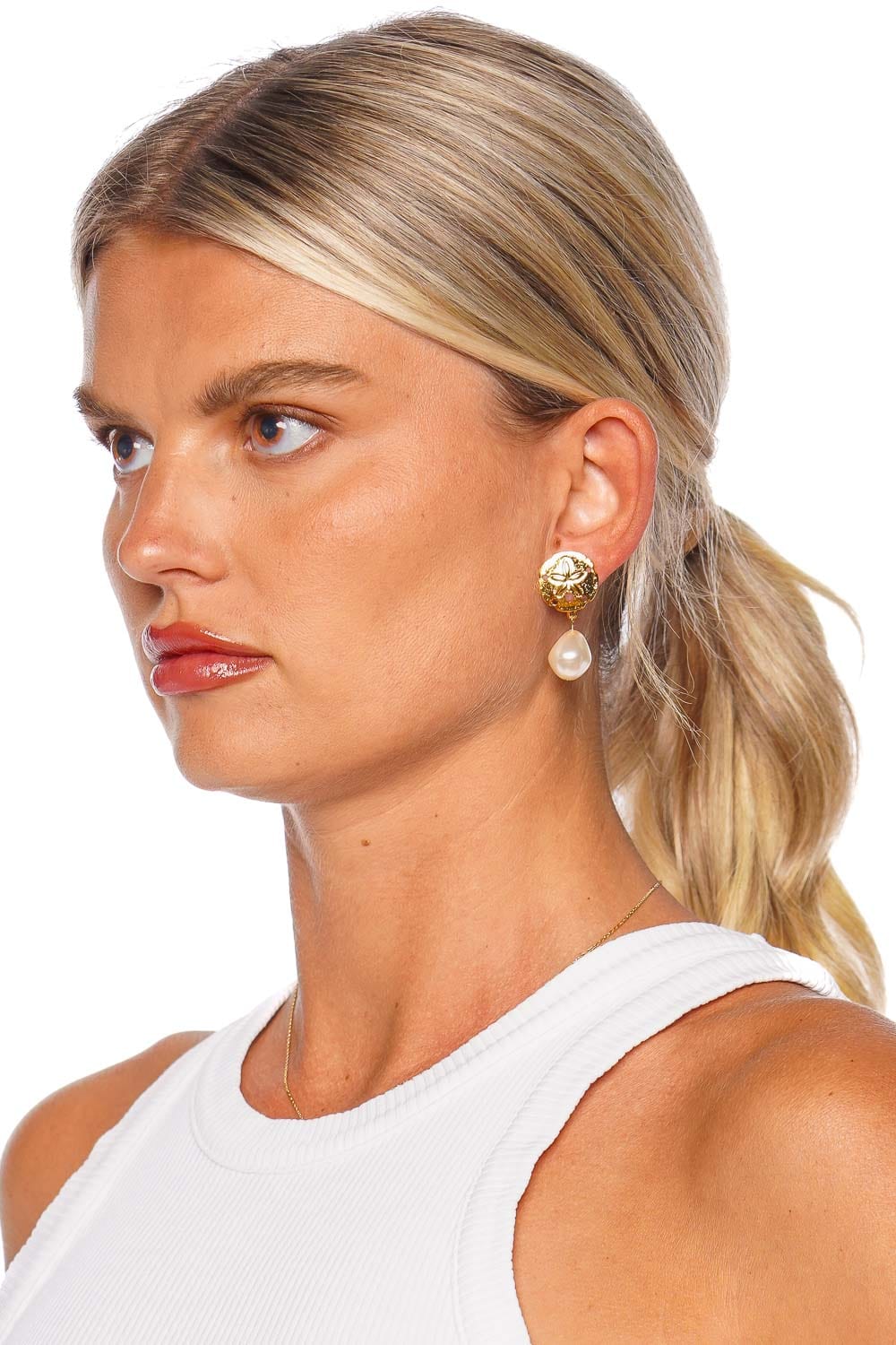 Jennifer Behr Anguilla Sand Dollar & Pearl Drop Earrings