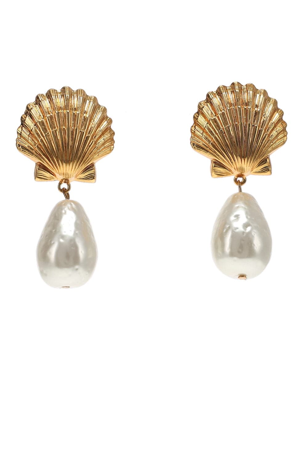 Jennifer Behr Megan Gold Shell & Pearl Drop Earrings
