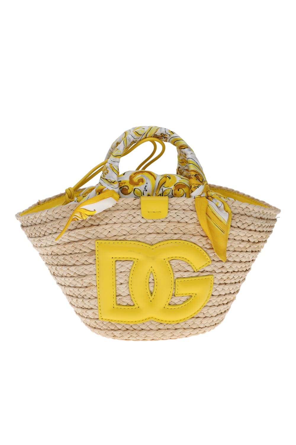 Dolce & Gabbana Kendra Azulejos Giallo Straw Tote