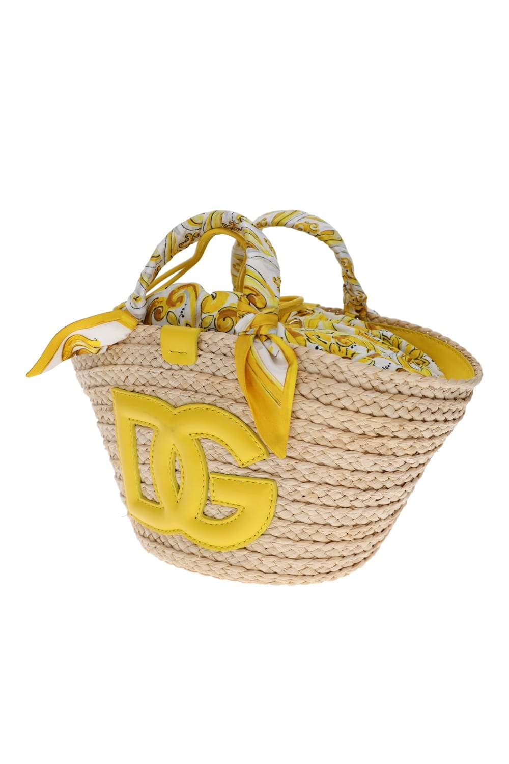 Dolce & Gabbana Kendra Azulejos Giallo Straw Tote