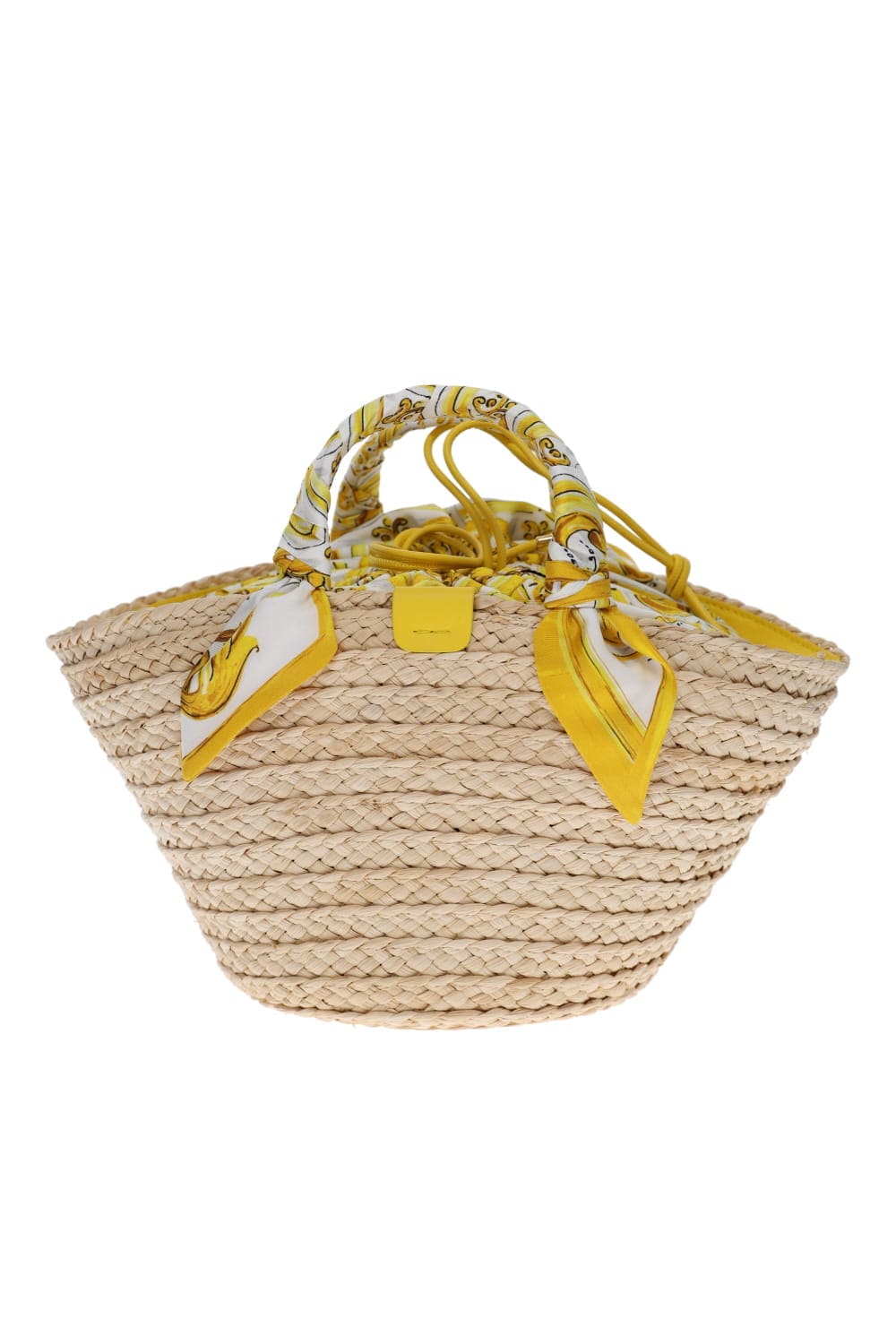 Dolce & Gabbana Kendra Azulejos Giallo Straw Tote