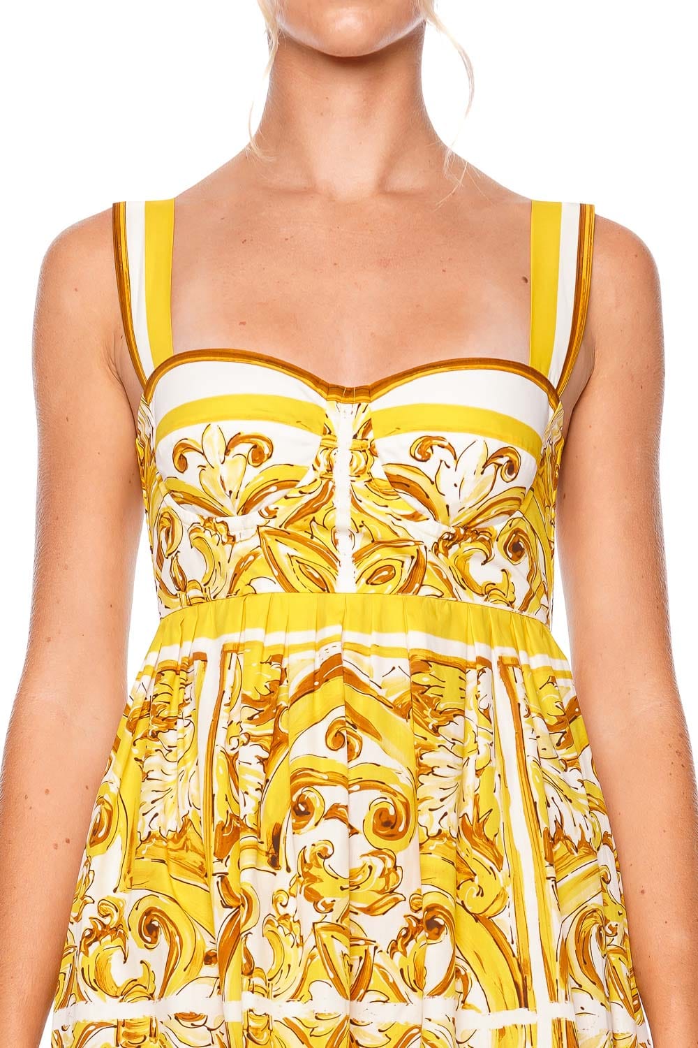 Dolce & Gabbana Majolica Gialla Sweetheart Mini Dress