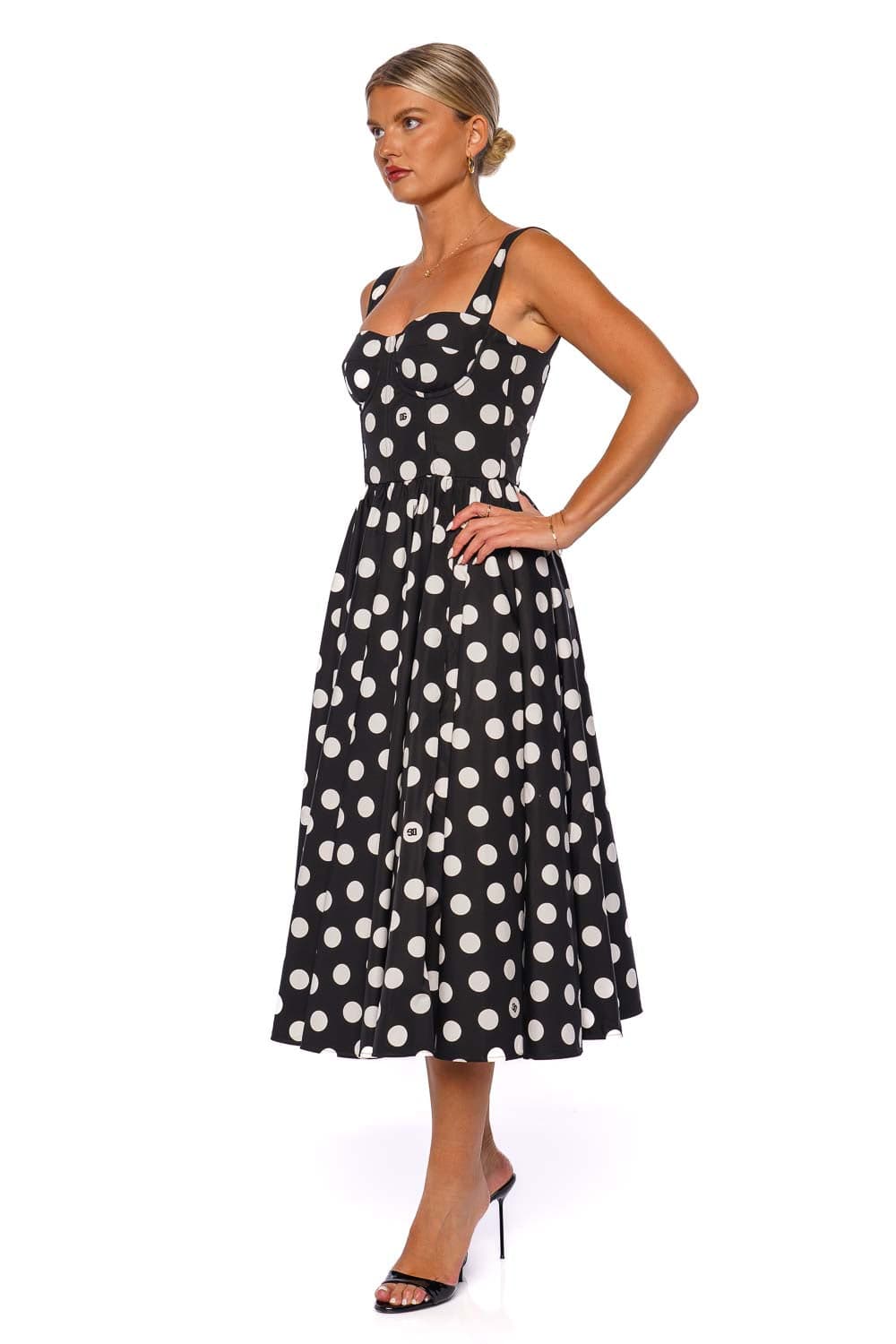 Dolce & Gabbana Mambo Italiano Polka Dot Bustier Midi Dress