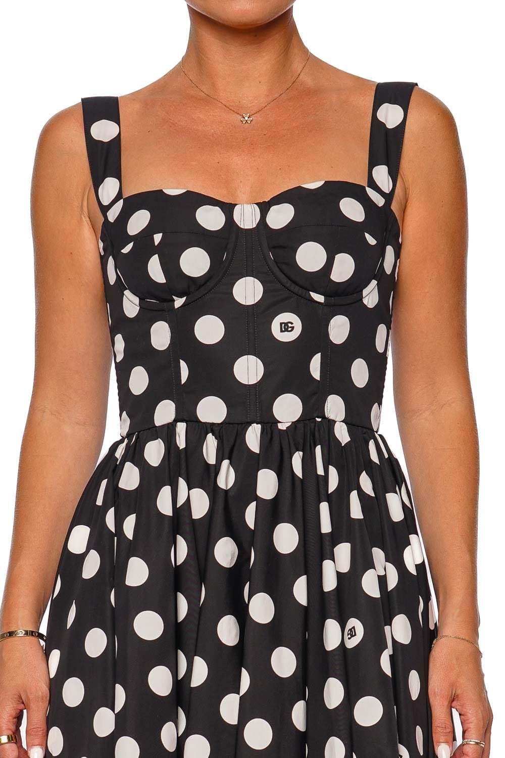 Dolce & Gabbana Mambo Italiano Polka Dot Bustier Midi Dress