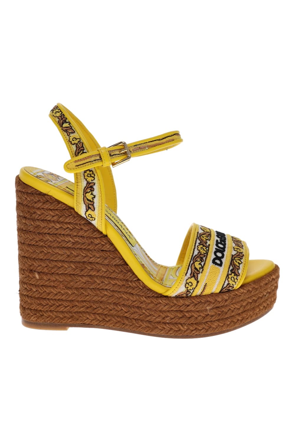 Dolce & Gabbana Majolica Gialla Espadrille Wedge Sandal