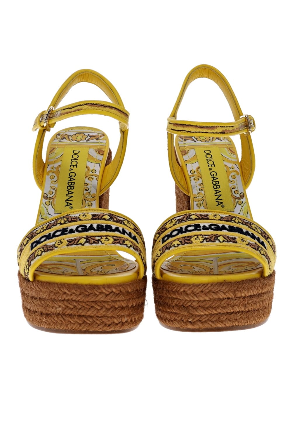 Dolce & Gabbana Majolica Gialla Espadrille Wedge Sandal