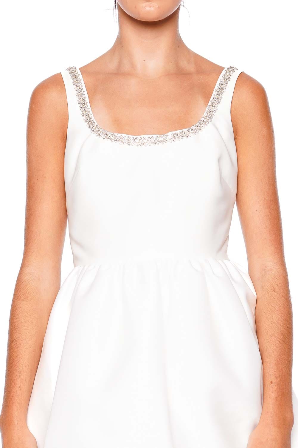 self-portrait White Taffeta Diamante Mini Dress