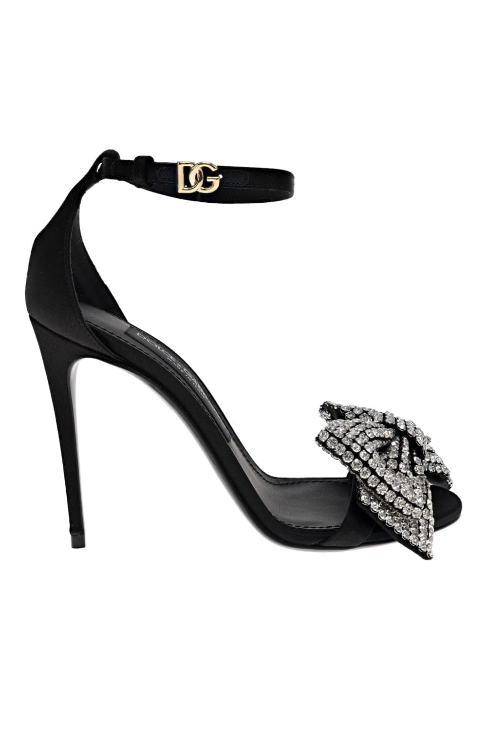 Dolce & Gabbana Black Crystal Bow Satin Heel