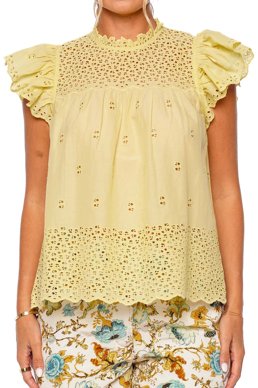 Ulla Johnson Kassi Chantilly Ruffled Eyelet Top