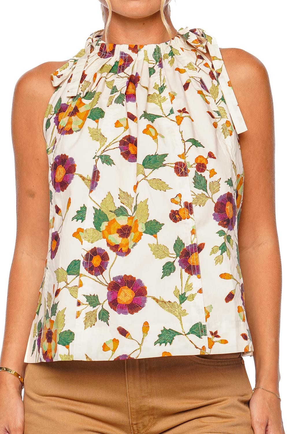 Ulla Johnson Zoe White Iris Cotton Halter Top