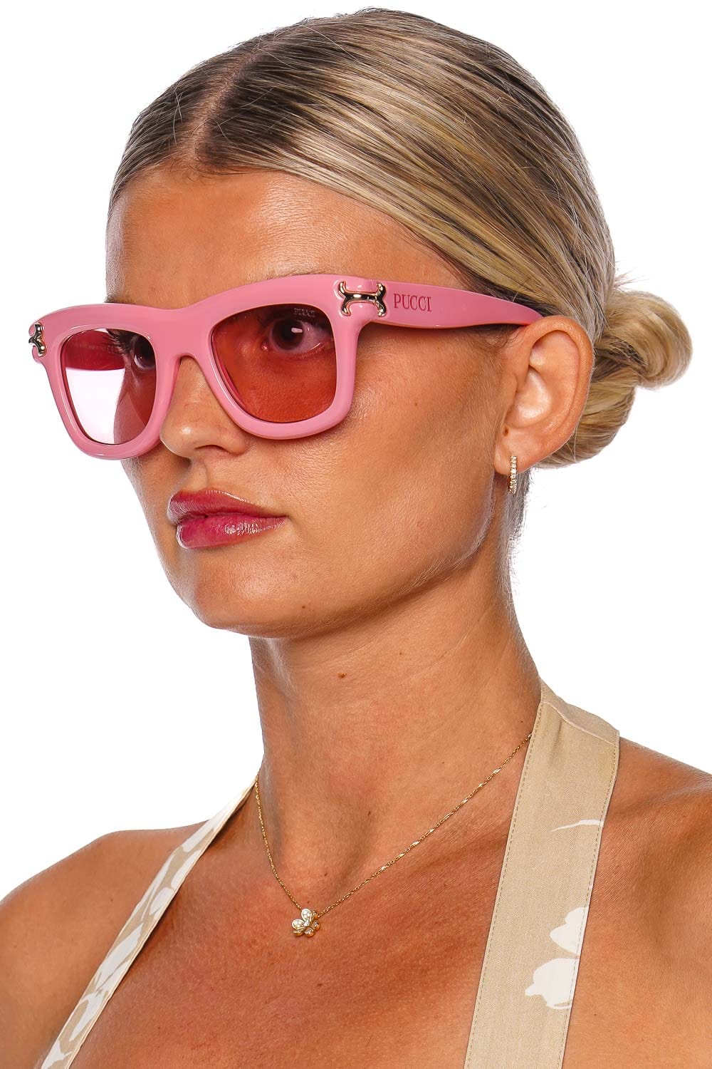 Emilio Pucci Eyewear Pink Blush Square Acetate Sunglasses