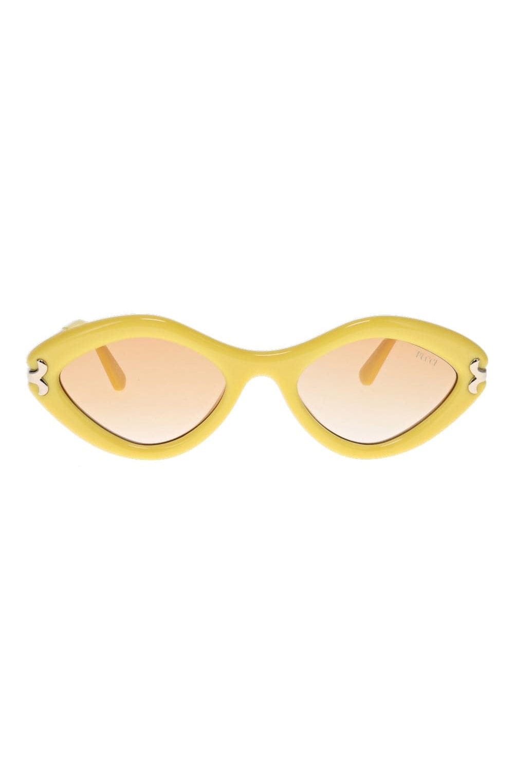 Emilio Pucci Eyewear Yellow Oval Acetate Sunglasses