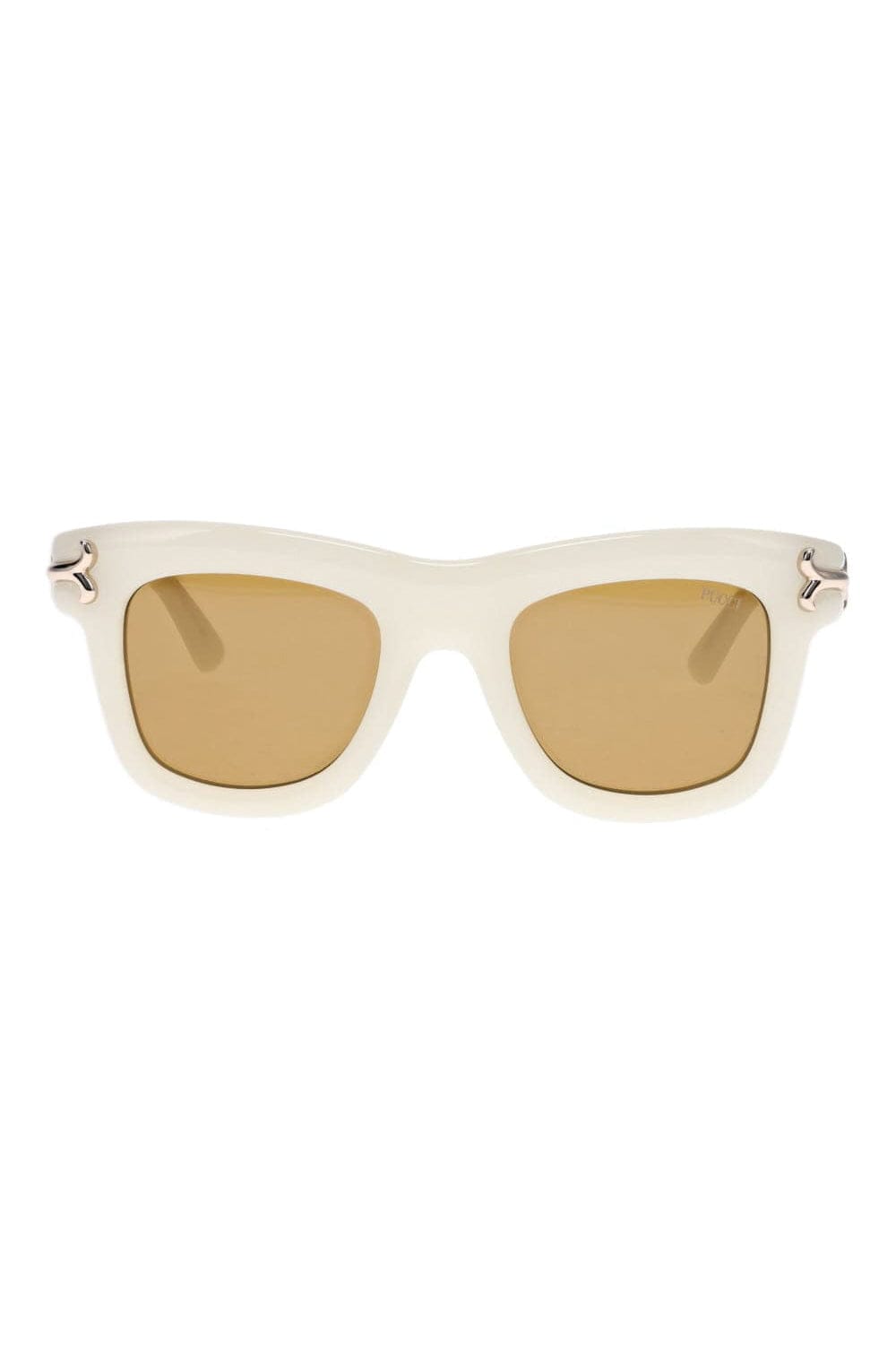 Emilio Pucci Eyewear Ivory Brown Square Acetate Sunglasses