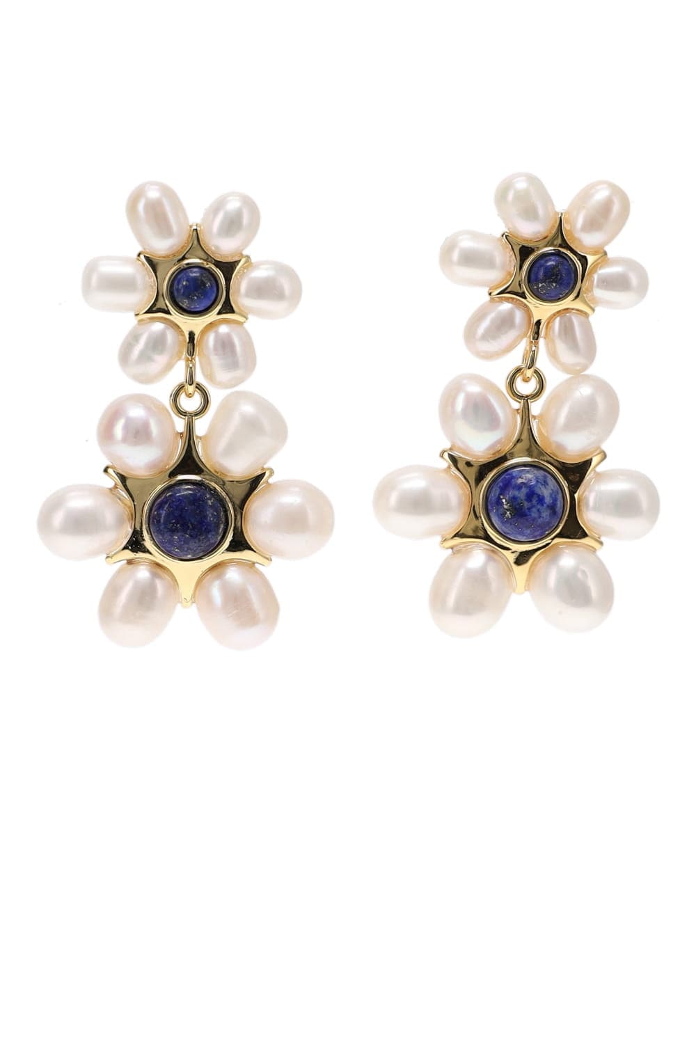 Mignonne Gavigan Safi Blue Floral Pearl Drop Earrings