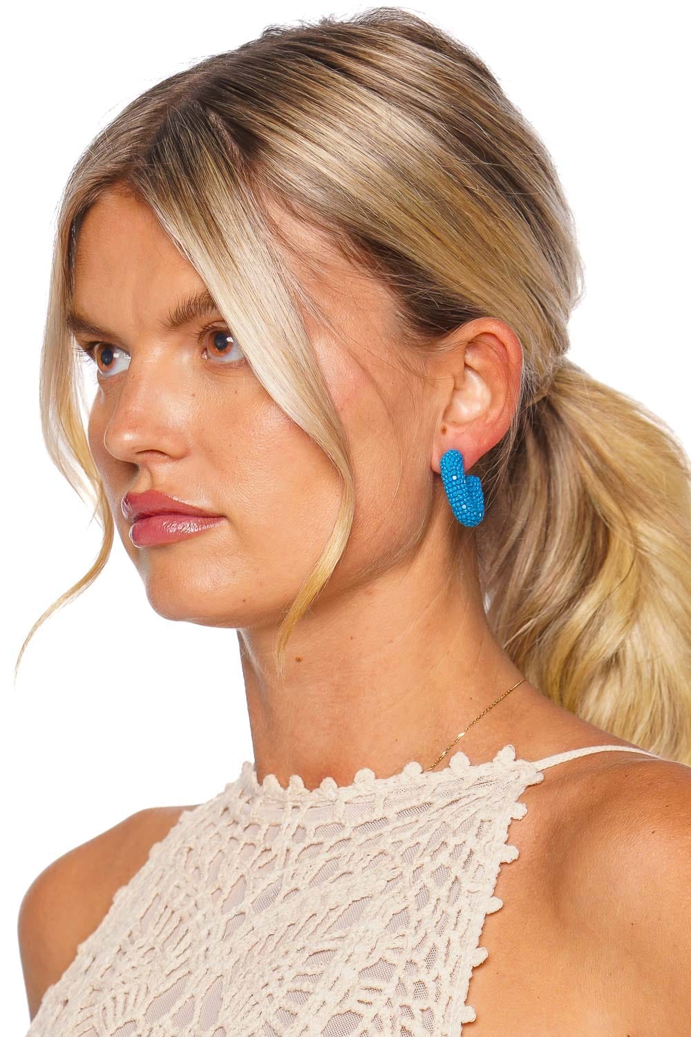 Mignonne Gavigan Fatima Blue Beaded Hoop Earrings