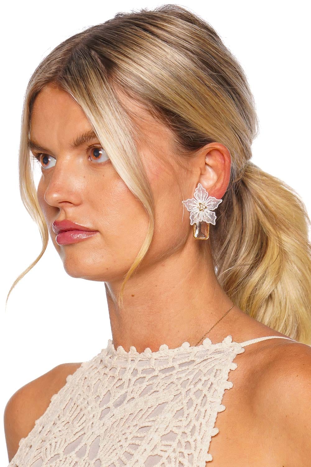 Mignonne Gavigan Lucia White Floral Drop Earrings