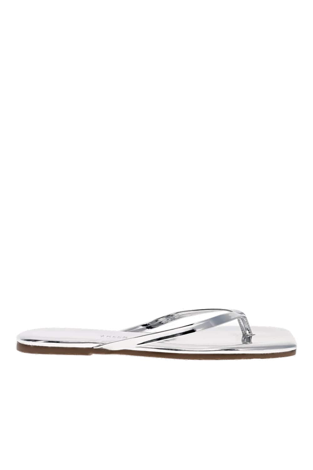 TKEES Lily Mirror Chrome Square Toe Sandal