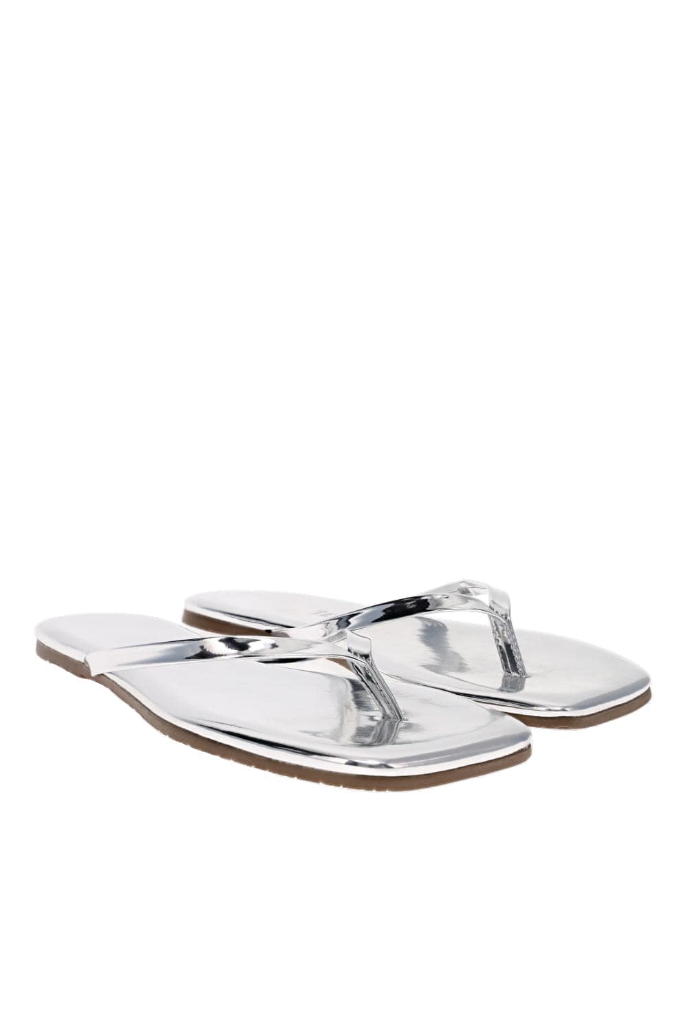 TKEES Lily Mirror Chrome Square Toe Sandal