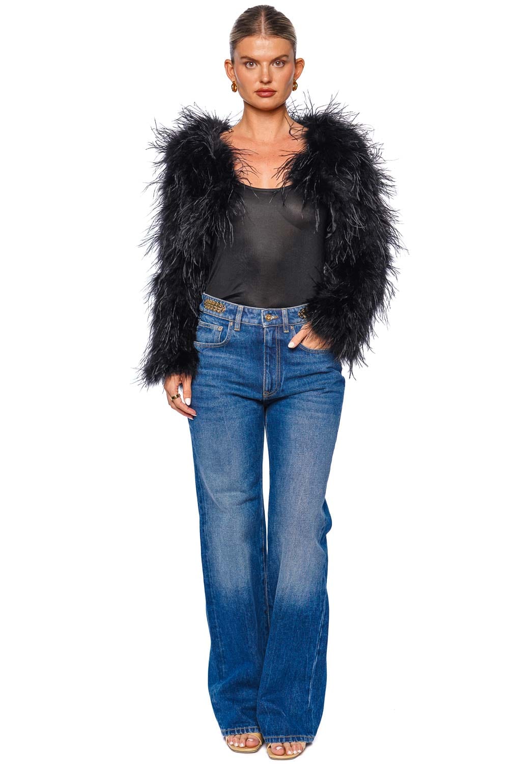 Bubish Sara Black Feathered Bolero