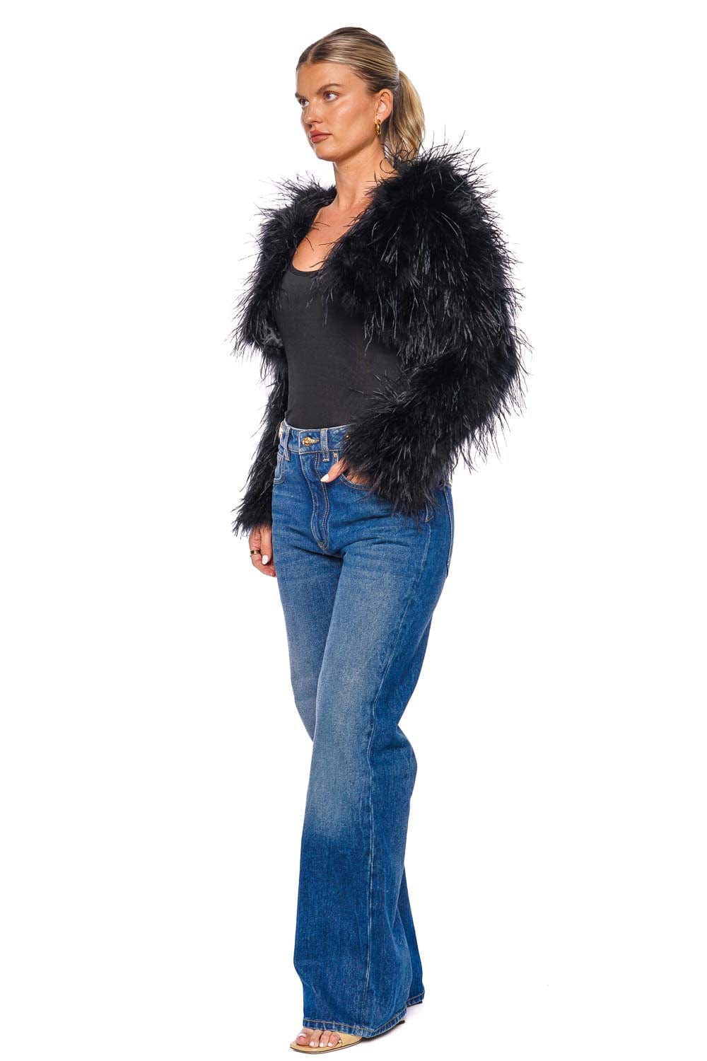 Bubish Sara Black Feathered Bolero