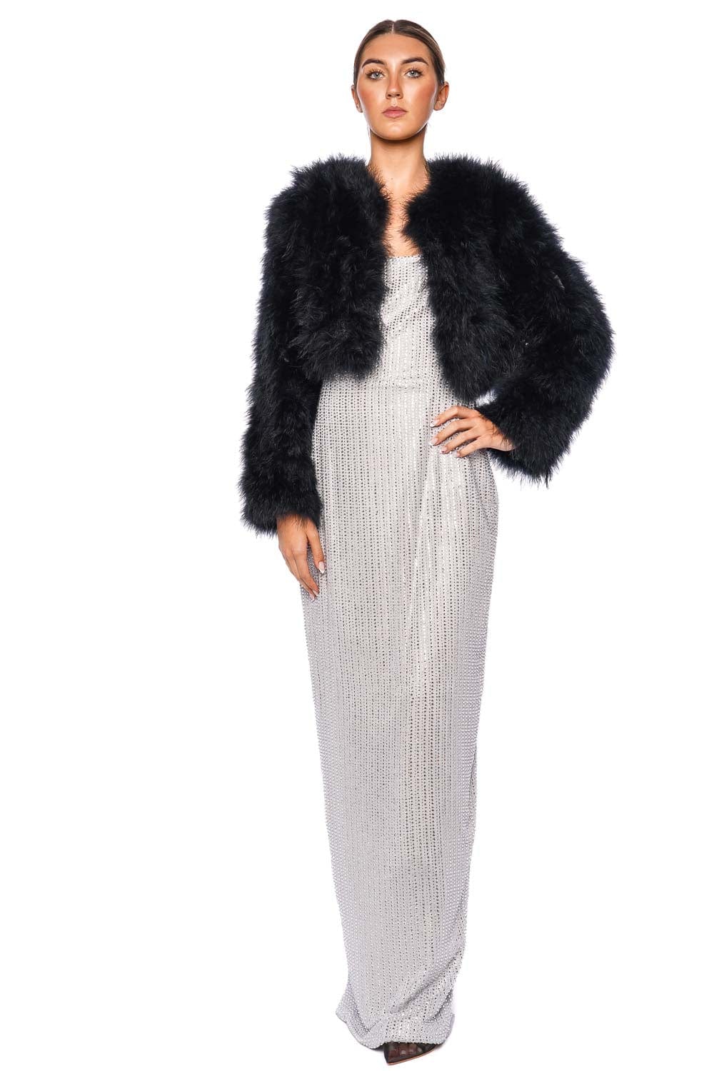 Bubish Manhattan Black Feather Cropped Jacket