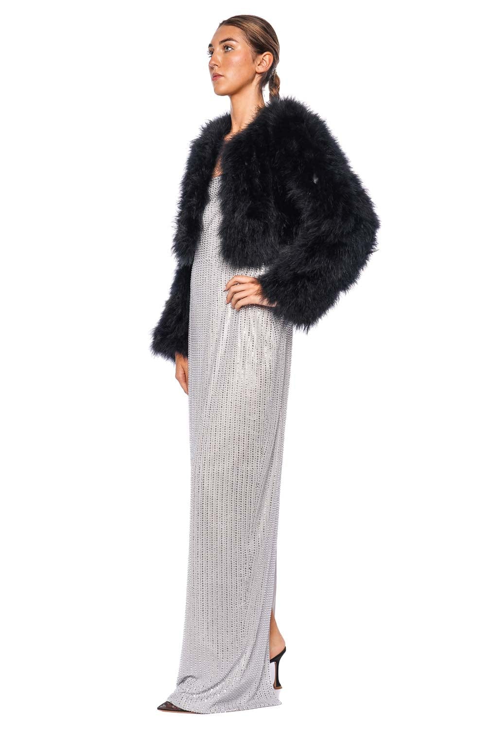 Bubish Manhattan Black Feather Cropped Jacket