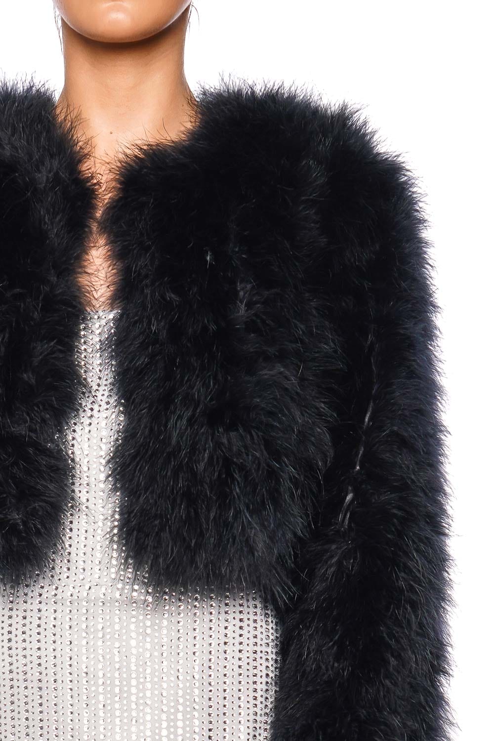 Bubish Manhattan Black Feather Cropped Jacket