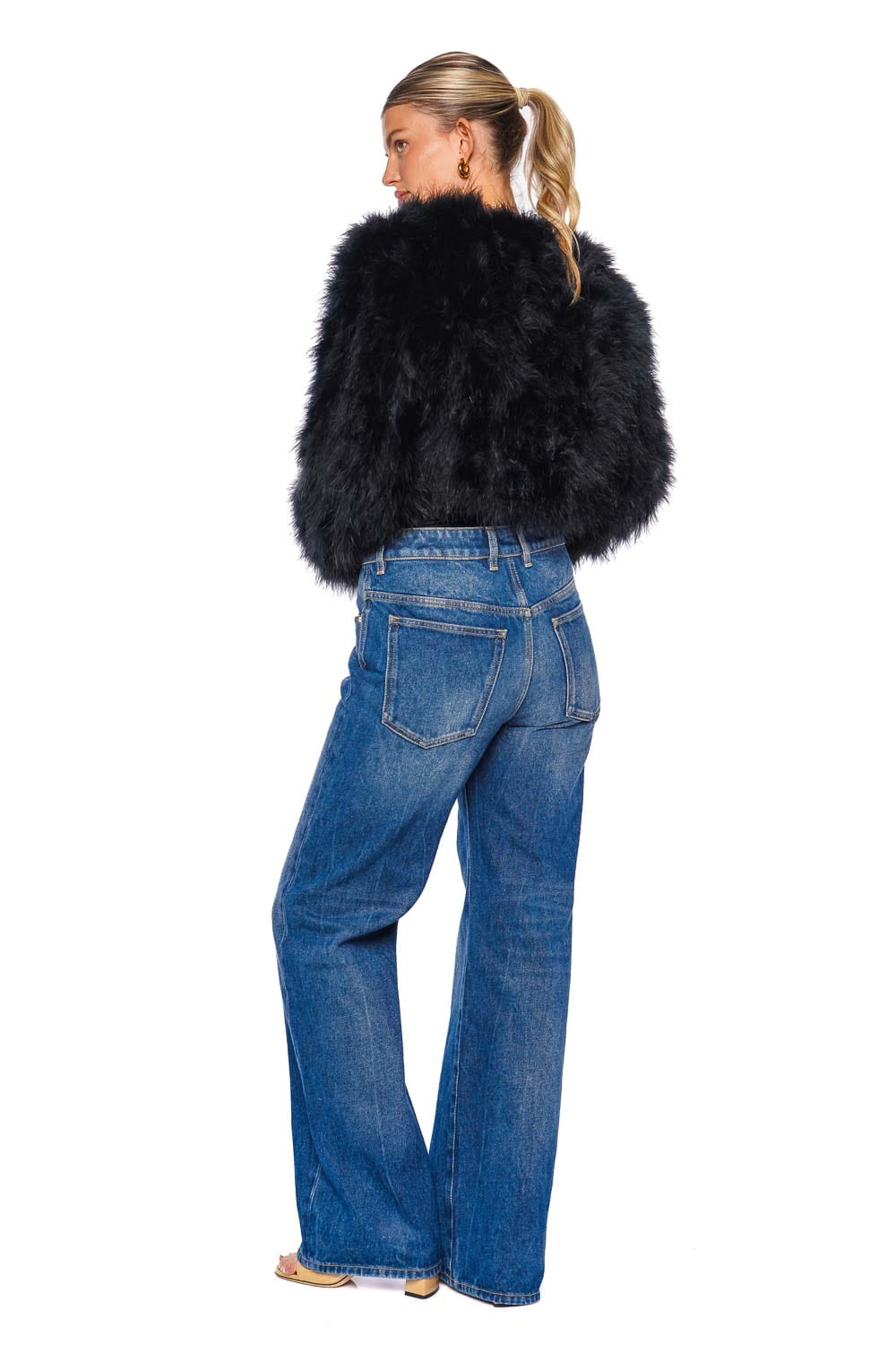 Bubish Manhattan Black Feather Cropped Jacket