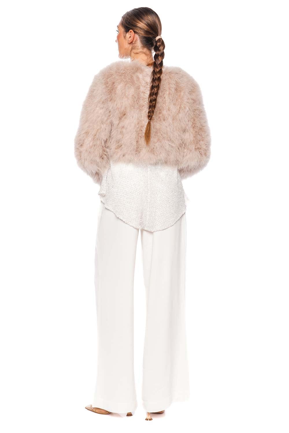 Bubish Manhattan Blush Feather Cropped Jacket