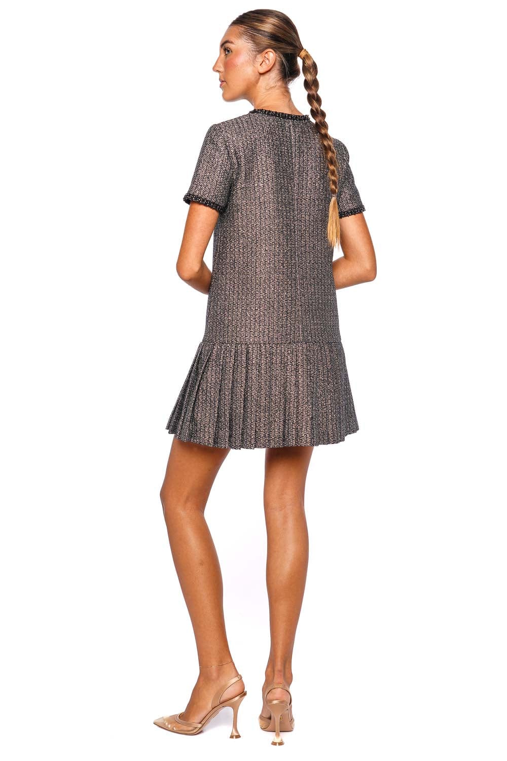 self-portrait Black Metallic Boucle Mini Dress