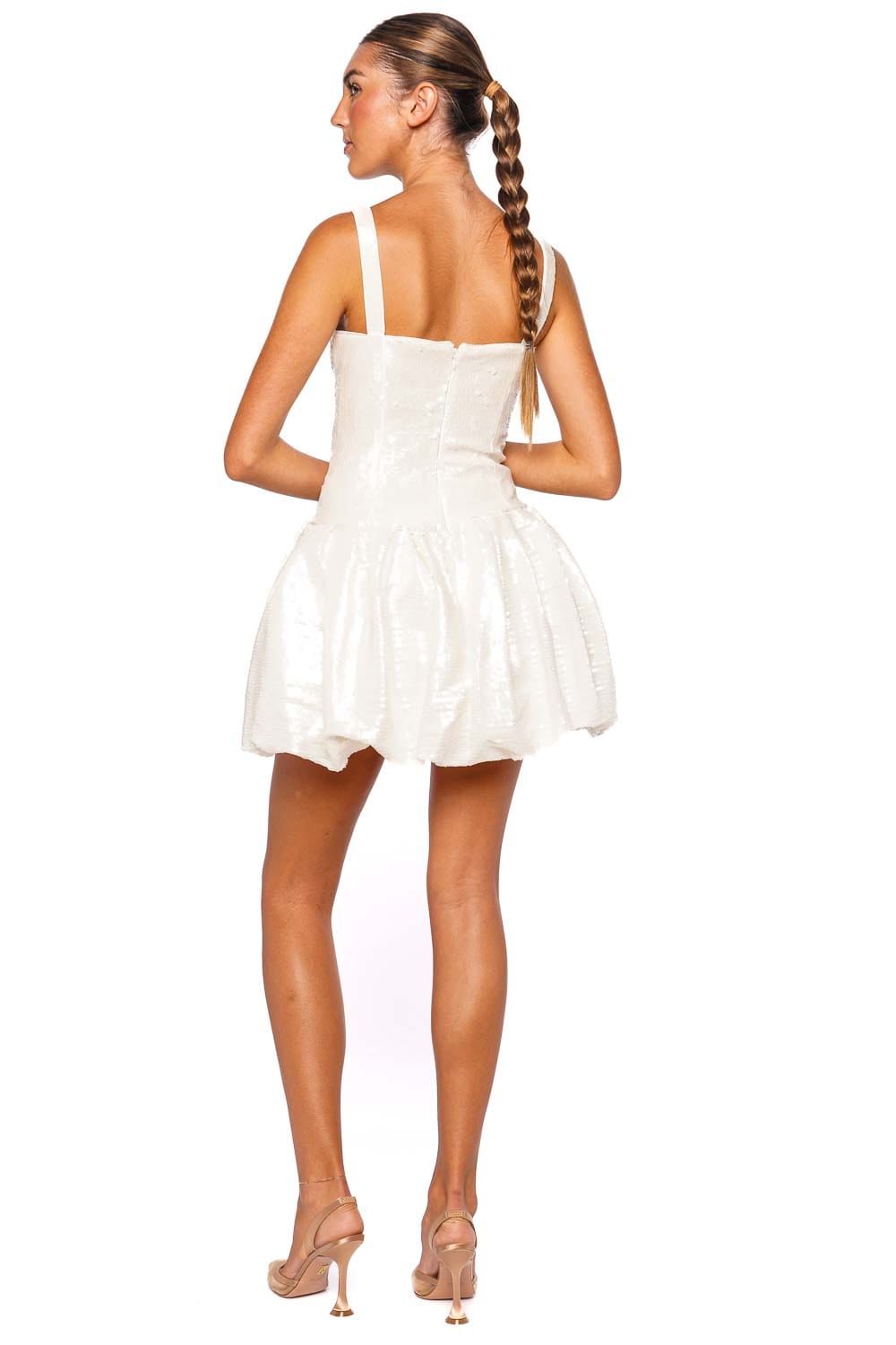 self-portrait Cream Sequin Bow Mini Dress