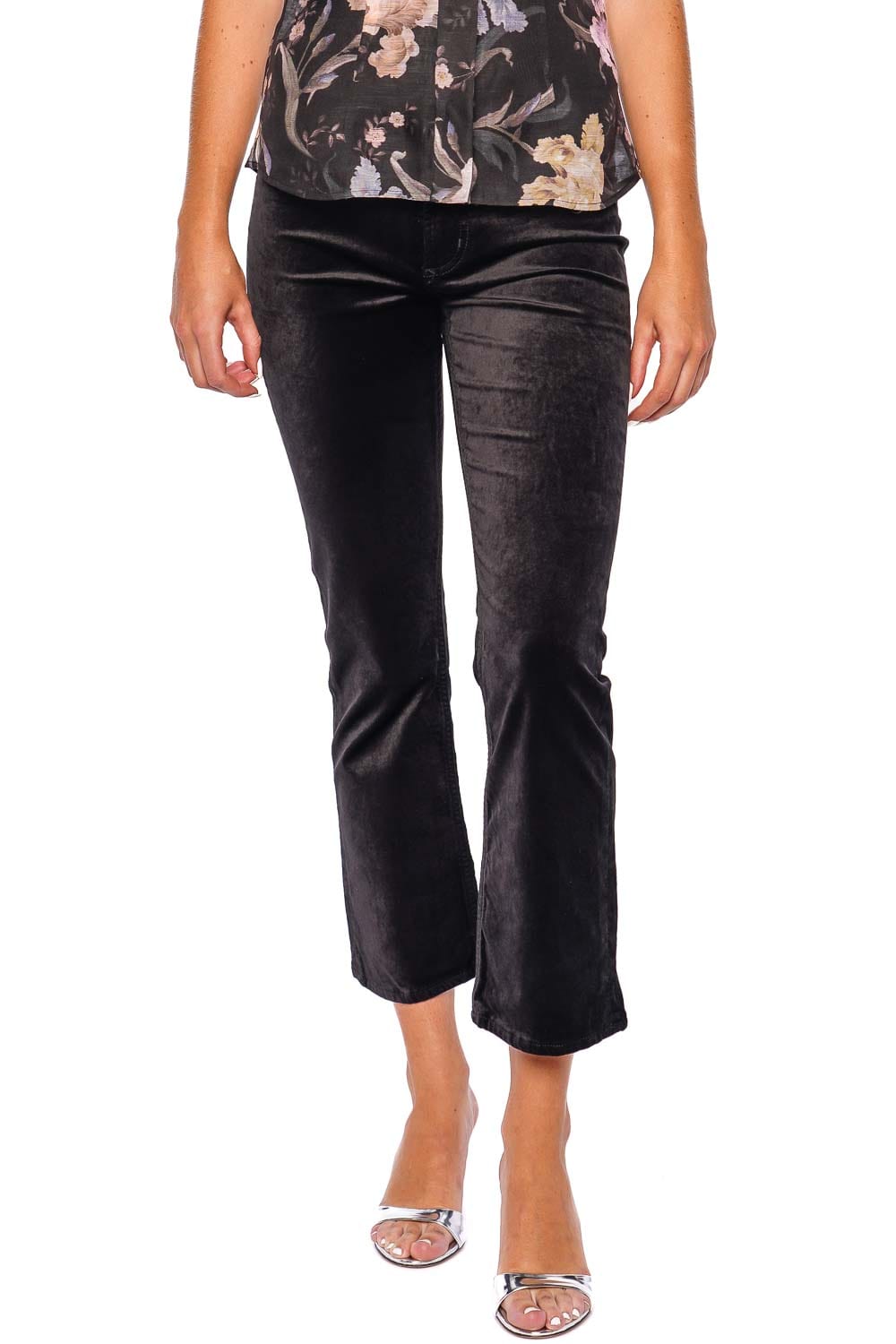 Citizens of Humanity Isola Black Velvet Cropped Trouser